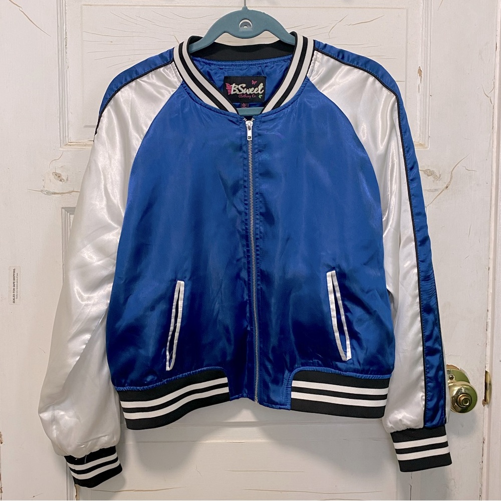 💙Y2K Blue Vintage Satin Bomber Jacket Women’s Large - BSWEET💙